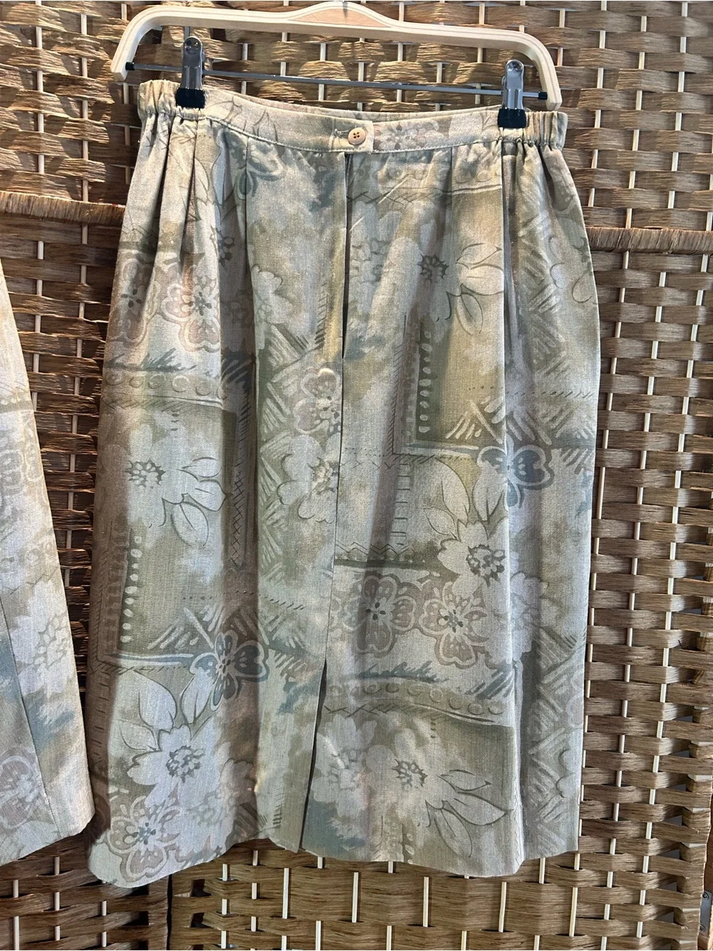 Vintage 90s Rayon Silk Floral Skirt Suit 2 Piece Longline Jacket Size 14